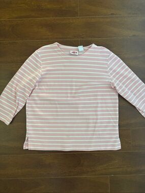 Alia Pink & White Striped Long-Sleeve Tee